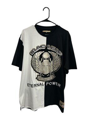 Blac Leaf 2XL Mens Eternal Power Graphic Tee Black White Split Design Grungecore